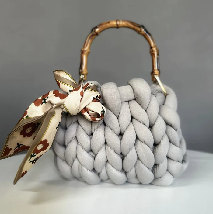 Handmade Corduroy Woven Knit Satchel Purse Handbag Shoulder Women's