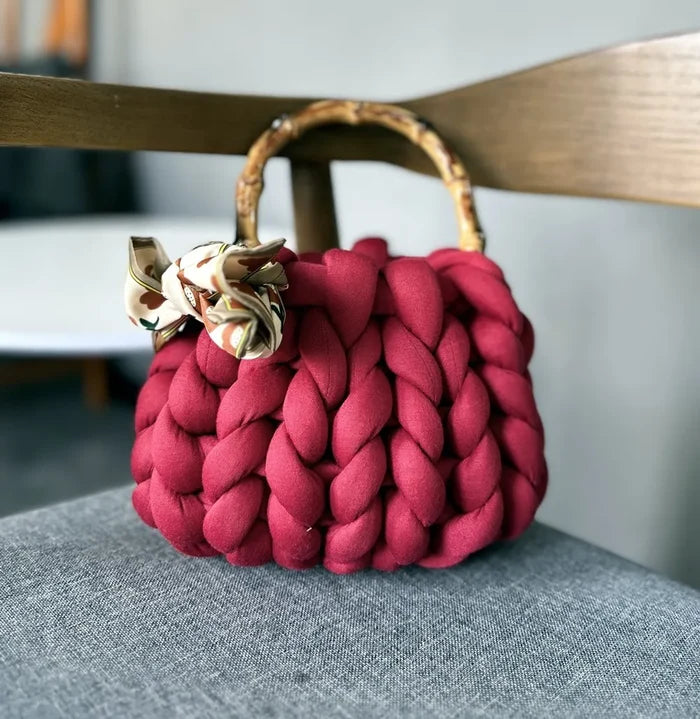 Handmade Corduroy Woven Knit Satchel Purse Handbag Shoulder Women's