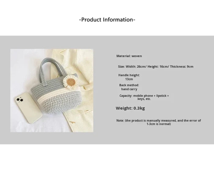 Handwoven Straw Shoulder Bag for Women Summer Beach Tote with Bow