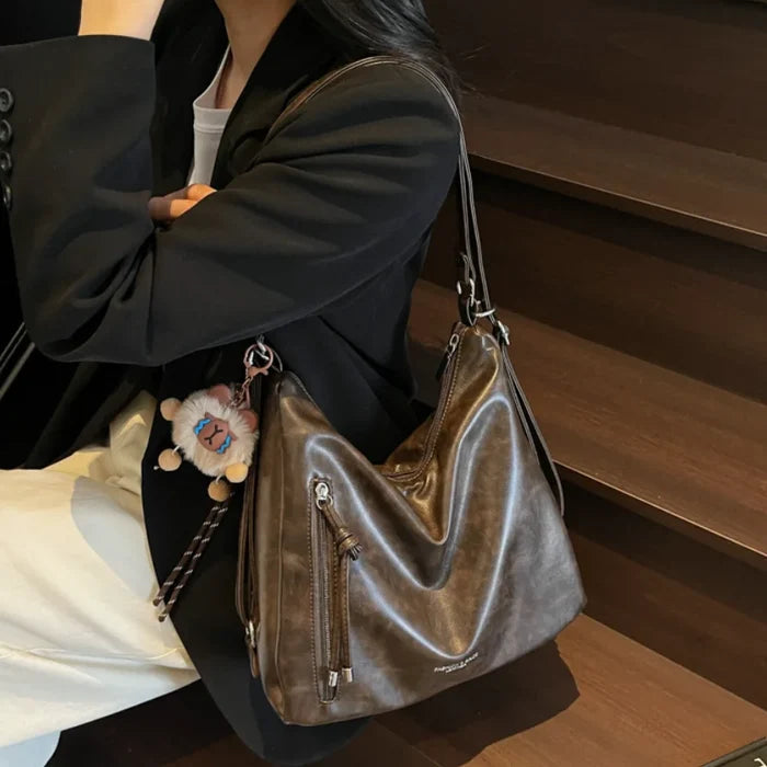 HANFEIZI Waterproof Pu Leather Retro Tote Shoulder Bag for Women