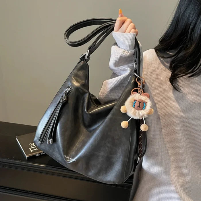 HANFEIZI Waterproof Pu Leather Retro Tote Shoulder Bag for Women