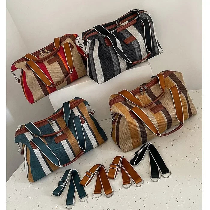 HANFEIZI Women Colorful Stripe Travel Overnight Crossbody Bag