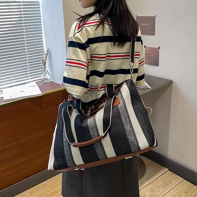 HANFEIZI Women Colorful Stripe Travel Overnight Crossbody Bag
