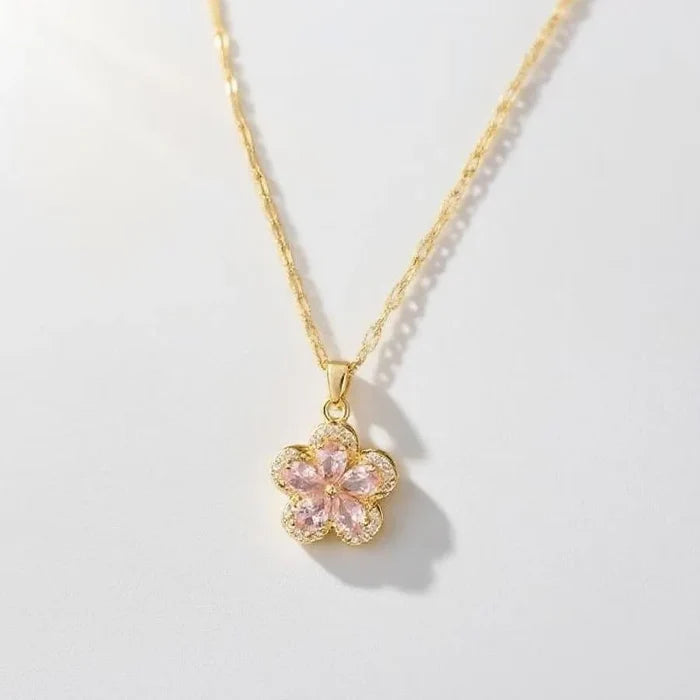 Haomi Crystal Five-leaf Flower Necklace