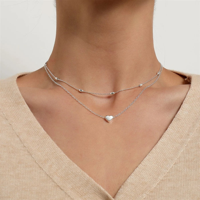 Heart Minimalist Layered Necklace for Women
