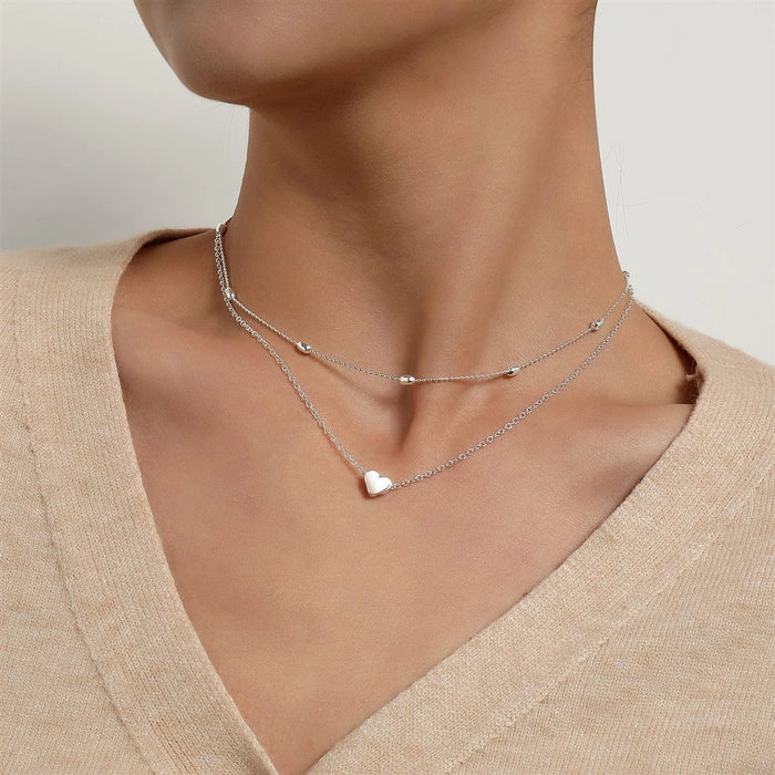 Heart Minimalist Layered Necklace for Women