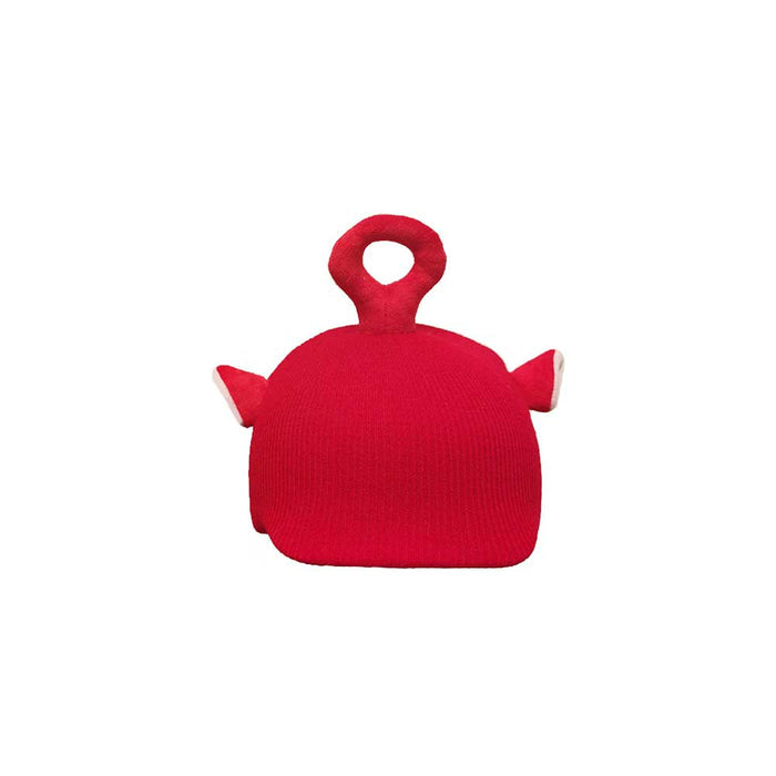 Helmet Rizz Funny Alien Helmet Cover: red, white red character with loop antenna, cartoon style