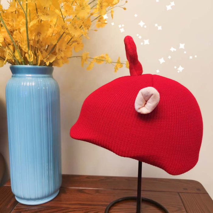 Helmet Rizz Funny Alien Helmet Cover: red, white red character with loop antenna, cartoon style