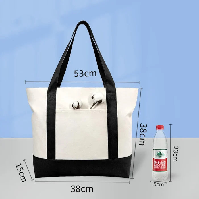 High Quality Custom Cotton Canvas Tote Bag with Zipper Pocket