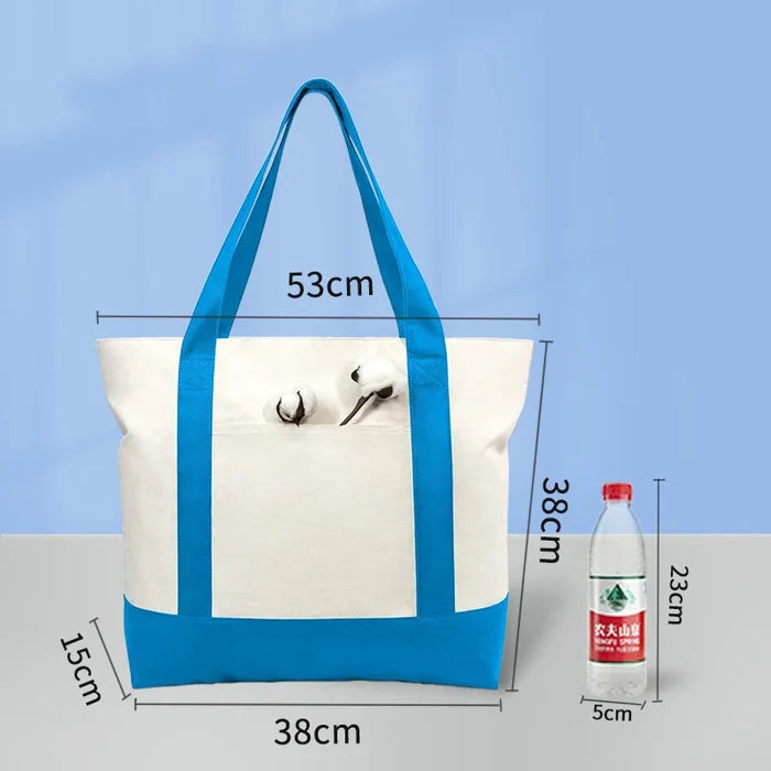 High Quality Custom Cotton Canvas Tote Bag with Zipper Pocket
