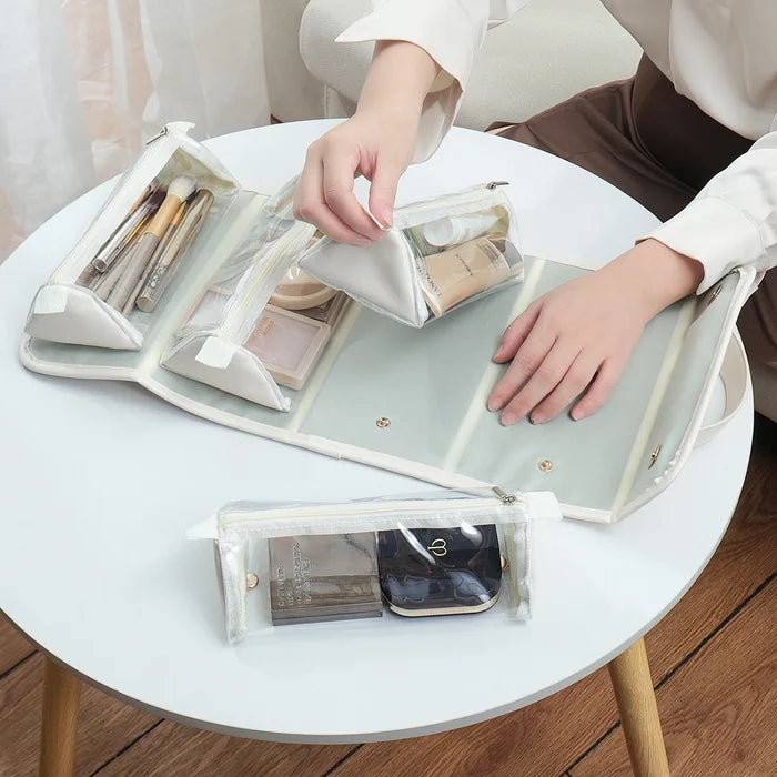 High Quality Custom Detachable Vegan Leather Makeup Organizer