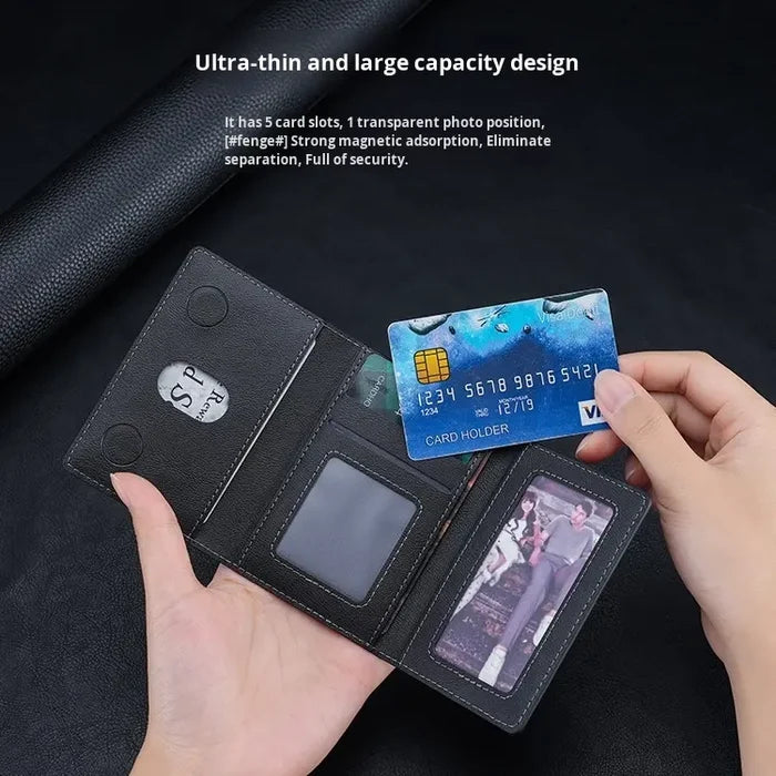 High-Quality Leather Magnetic Card Holder Wallet