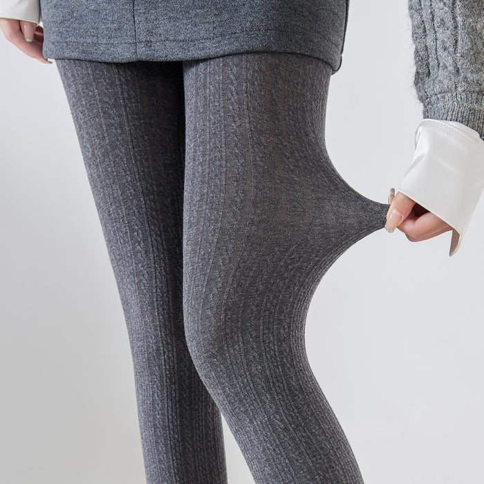 High Waist Velvet Pantyhose Leggings for Women – Striped Slim Free Size Jacquard Fashion Tights