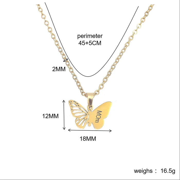 Hollow Butterfly Necklace - Gold & Silver
