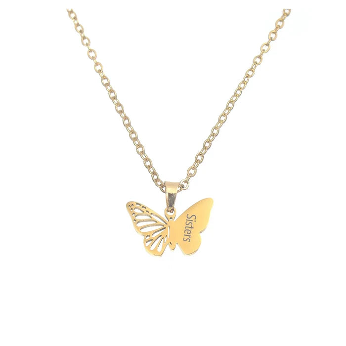 Hollow Butterfly Necklace - Gold & Silver