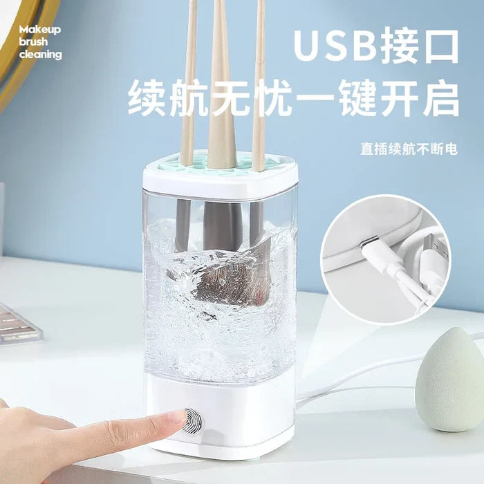 Hot Selling Makeup Brush Automatic Cleaner Electric Beauty Egg Powder Puff Powder Compact Cleaner Storage Box