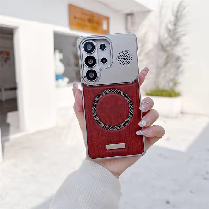 Hot Selling Wood Pattern Magnetic Shockproof Hard Case for Samsung Galaxy