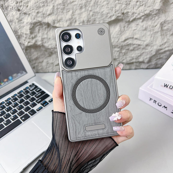 Hot Selling Wood Pattern Magnetic Shockproof Hard Case for Samsung Galaxy