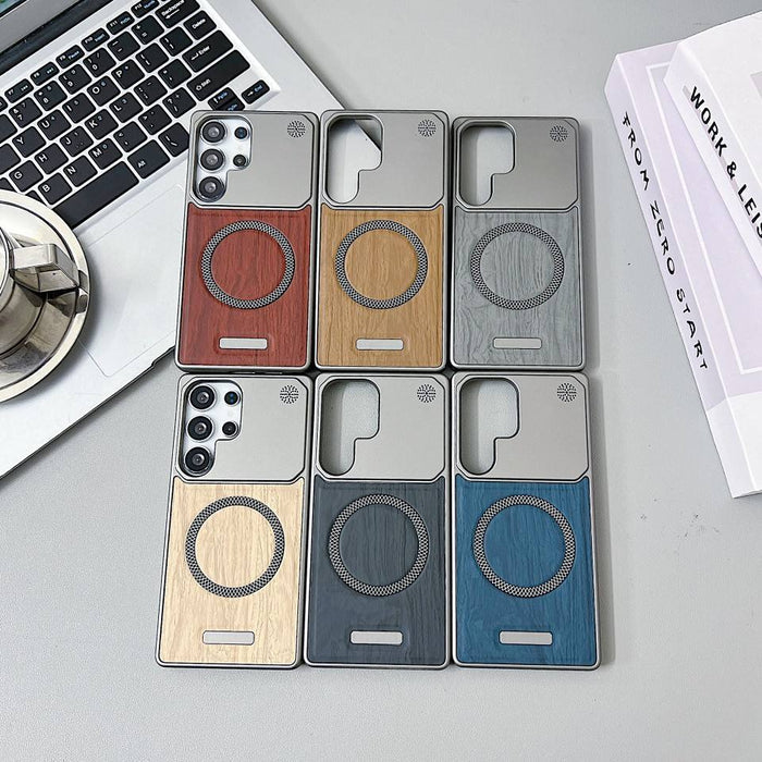 Hot Selling Wood Pattern Magnetic Shockproof Hard Case for Samsung Galaxy