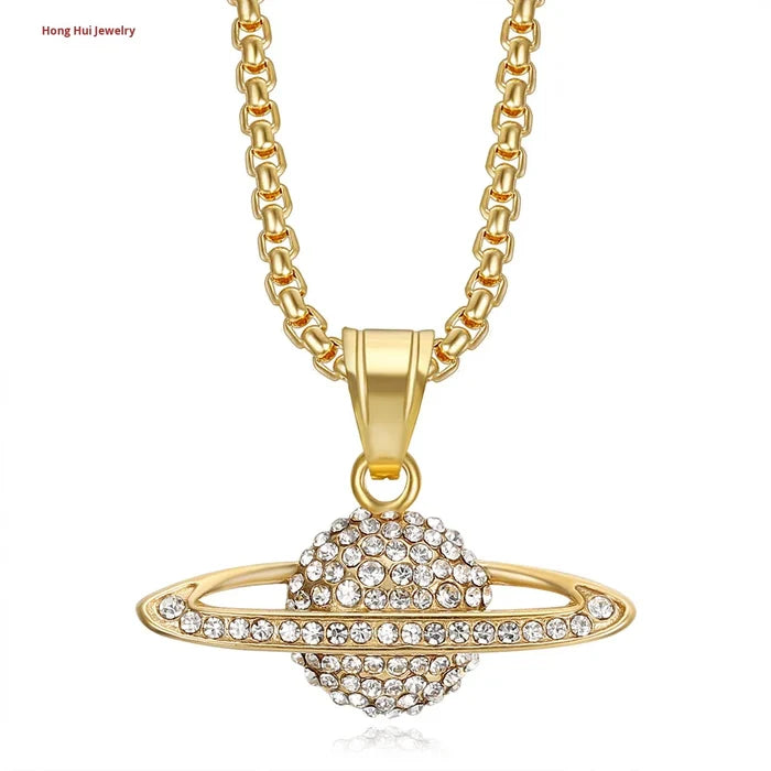 Iced Gold Pendant with Pear Zircon Design