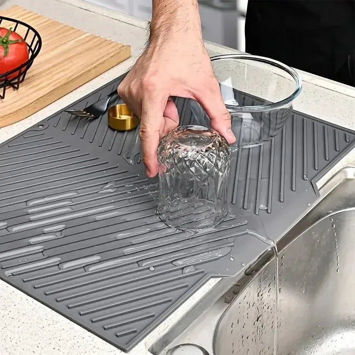 Ilicone Drying Pad Non Slip Heat Resistant Drain Mat Easy to Clean