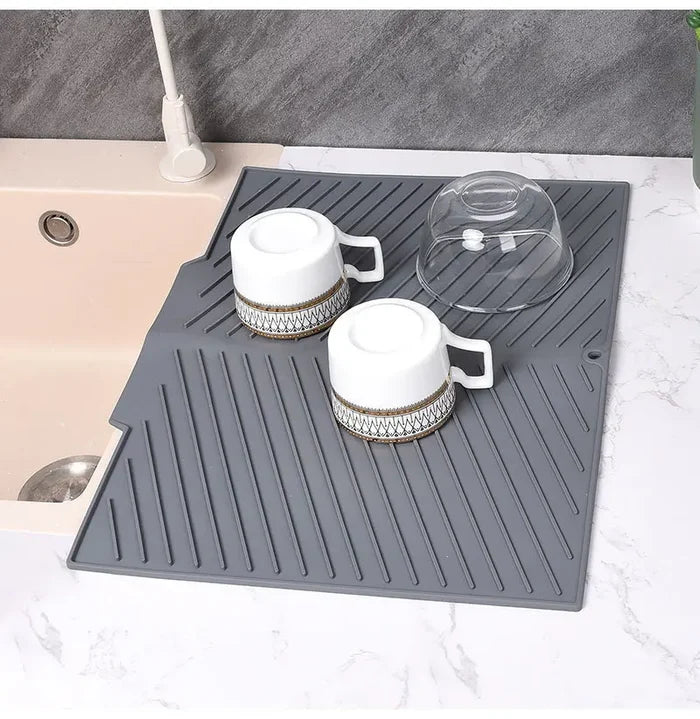 Ilicone Drying Pad Non Slip Heat Resistant Drain Mat Easy to Clean