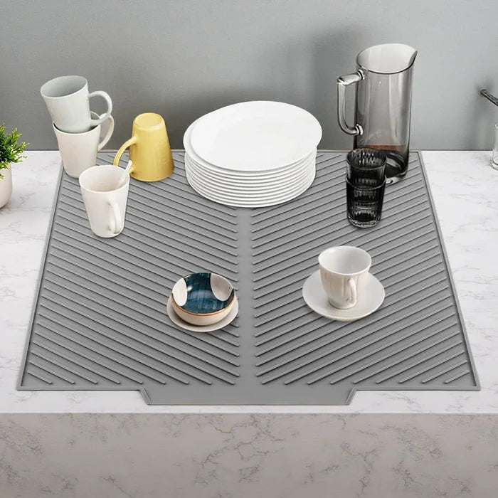 Ilicone Drying Pad Non Slip Heat Resistant Drain Mat Easy to Clean