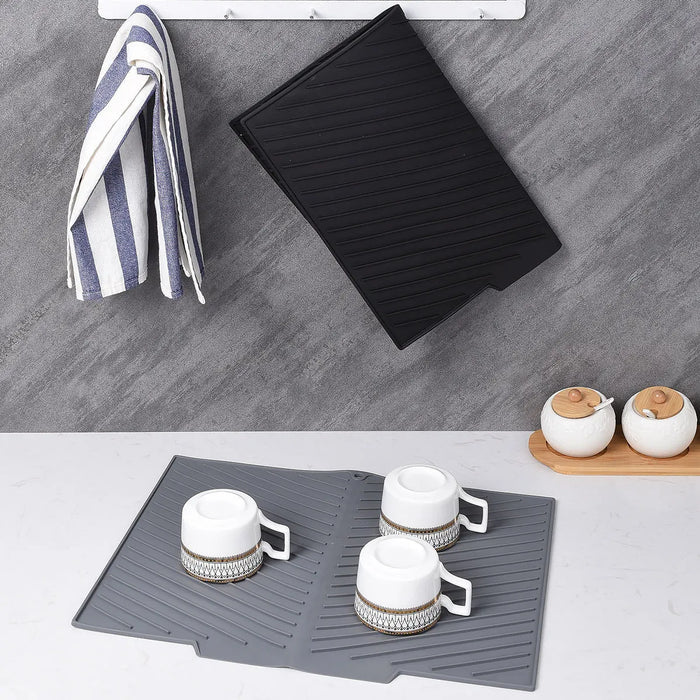 Ilicone Drying Pad Non Slip Heat Resistant Drain Mat Easy to Clean