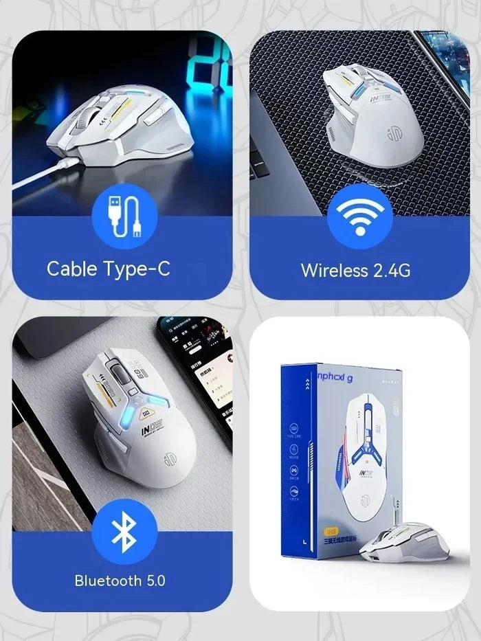 INPHIC 10000 DPI PAW3325 Three Mode BT Wireless Mouse for PC Gamer
