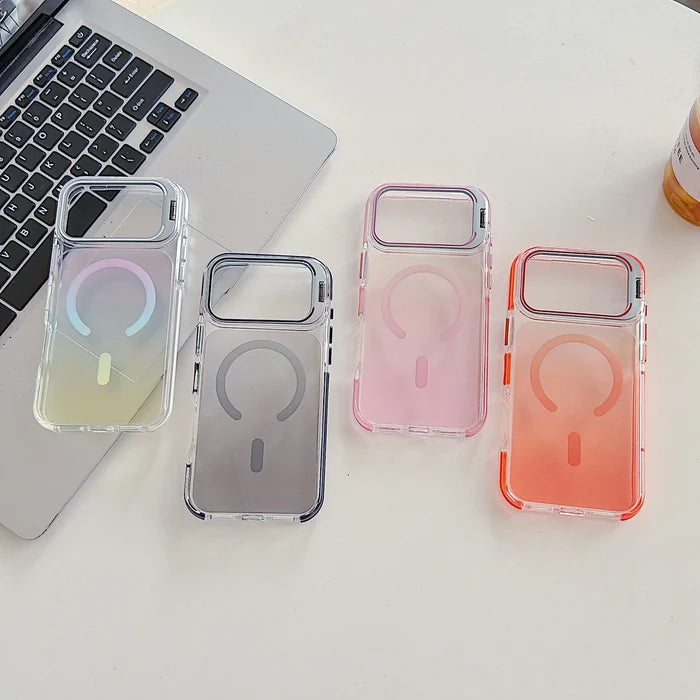 Invisible Lens Bracket Transparent Color Gradient PC TPU Shockproof Case