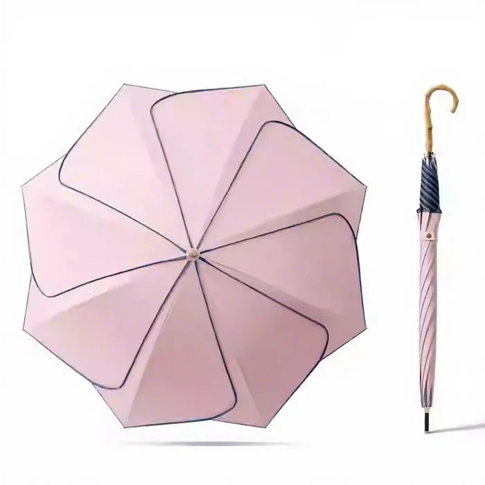 Japanese Style Automatic Wind-resistant Petal Lotus Black Glue Sunscreen Umbrella