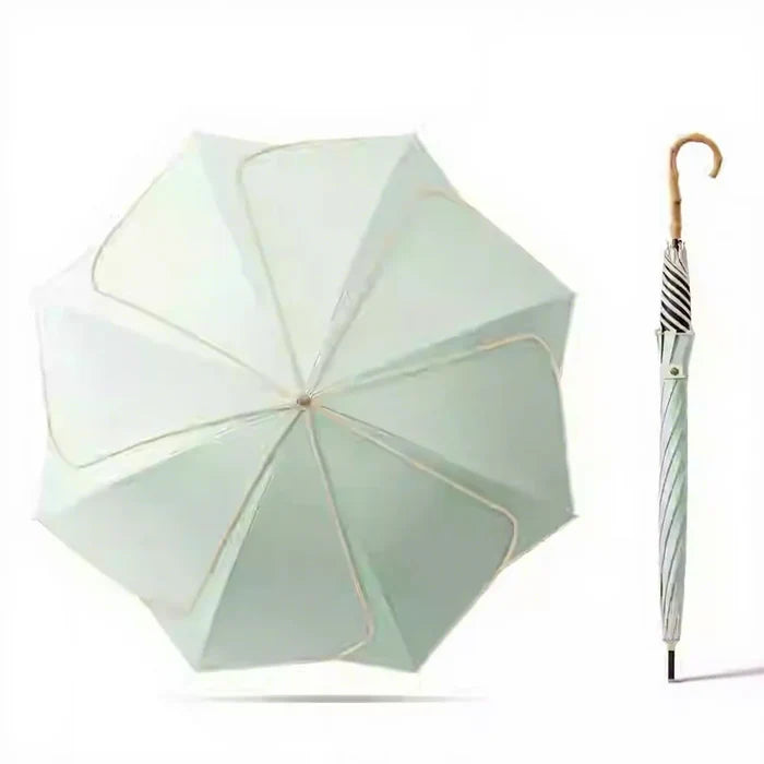 Japanese Style Automatic Wind-resistant Petal Lotus Black Glue Sunscreen Umbrella