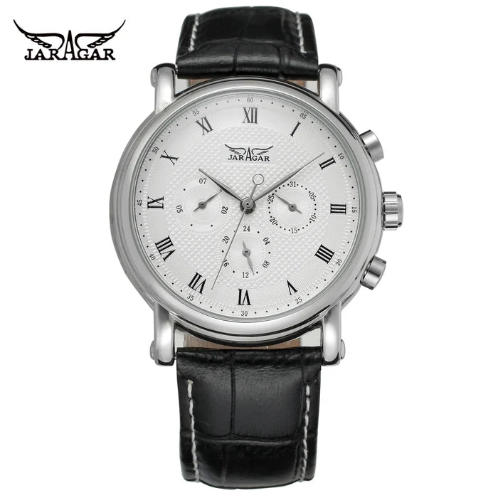 JARAGAR Men's Automatic Leather Watch