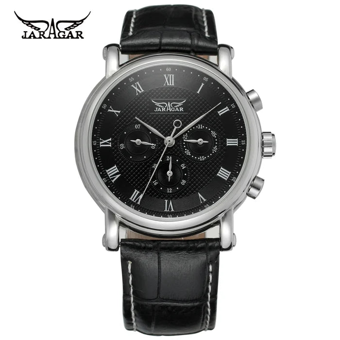 JARAGAR Men's Automatic Leather Watch