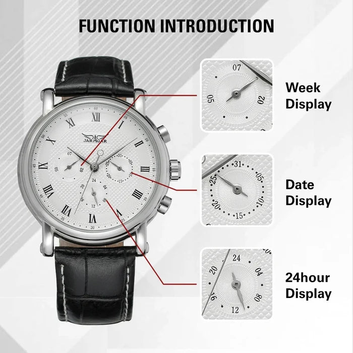 JARAGAR Men's Automatic Leather Watch