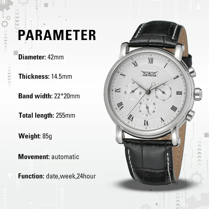 JARAGAR Men's Automatic Leather Watch