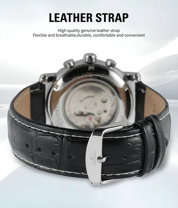 JARAGAR Men's Automatic Leather Watch