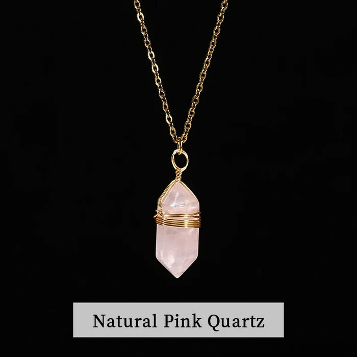 Pink Quartz Necklace / Necklace length 40+5cm