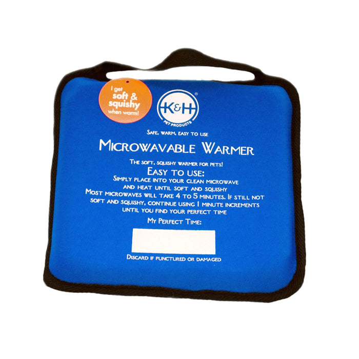 Blue microwavable pet warmer for dogs and cats, soft & squishy when heated, safe and easy to use