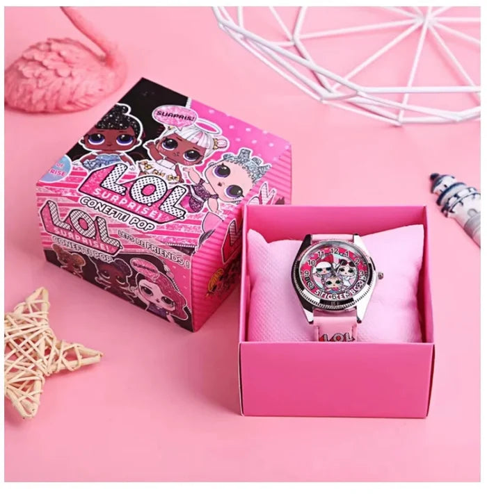Kids Cartoon Quartz Watch with Leather Band
