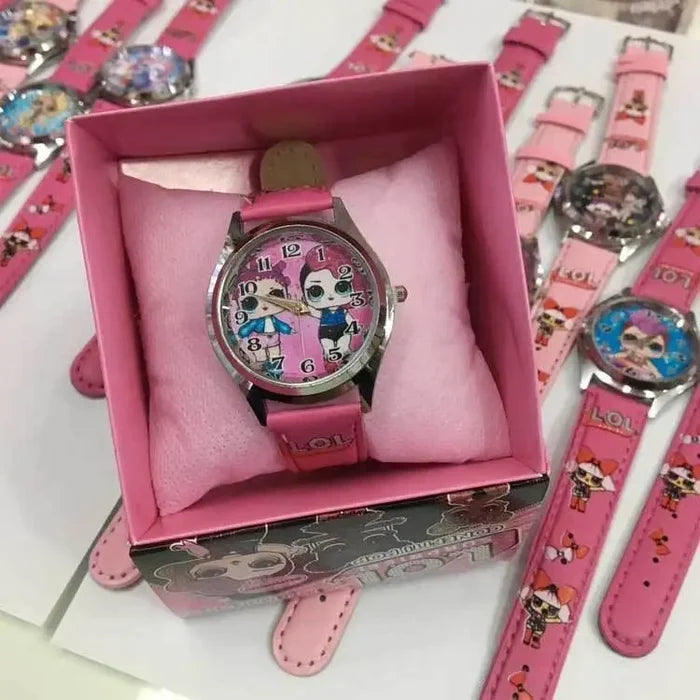 Kids Cartoon Quartz Watch with Leather Band