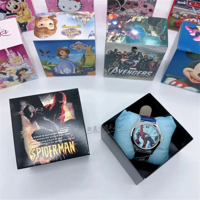 Kids Cartoon Quartz Watch with Leather Band