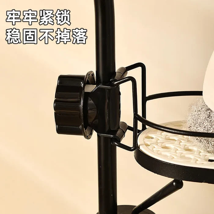 Kitchen Faucet Drain Rack-Household Sink Storage with Sponge and Wipe