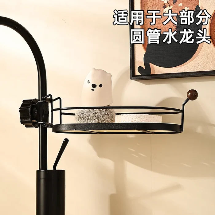 Kitchen Faucet Drain Rack-Household Sink Storage with Sponge and Wipe