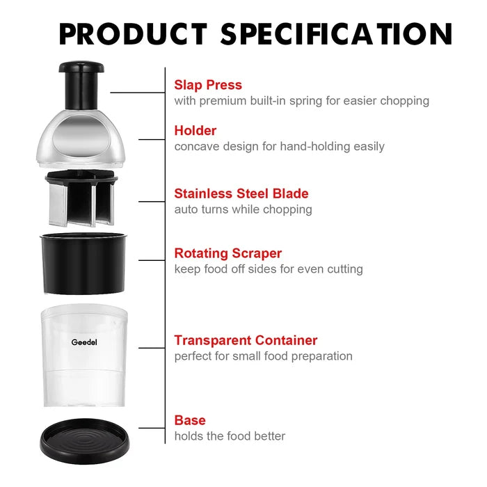 Kitchen Food Onion Chopper Shredder Cutter Hand Slap Food Quick