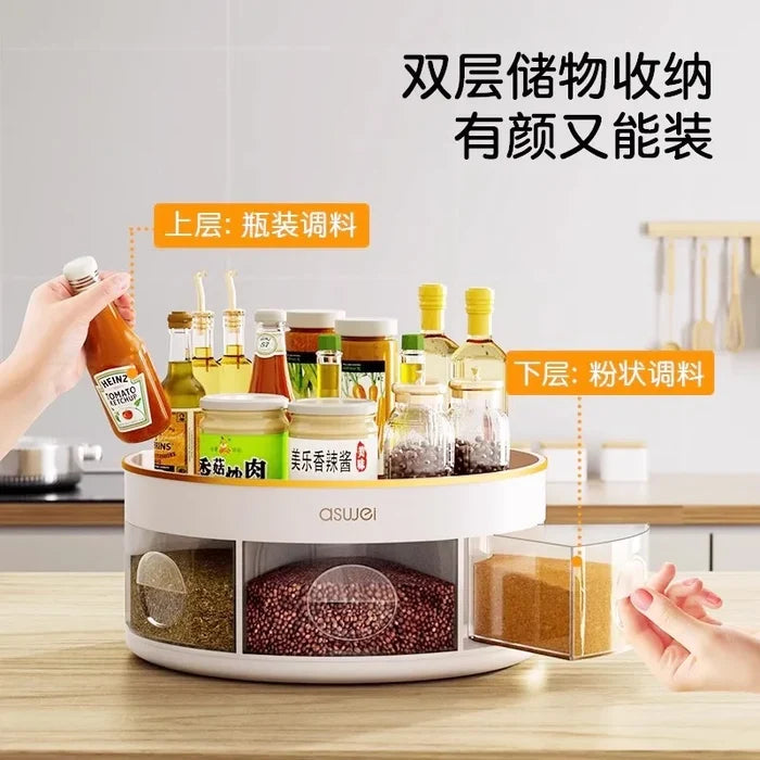 Kitchen Storage Rack, Storage Box, Rotating Seasoning Rack,
