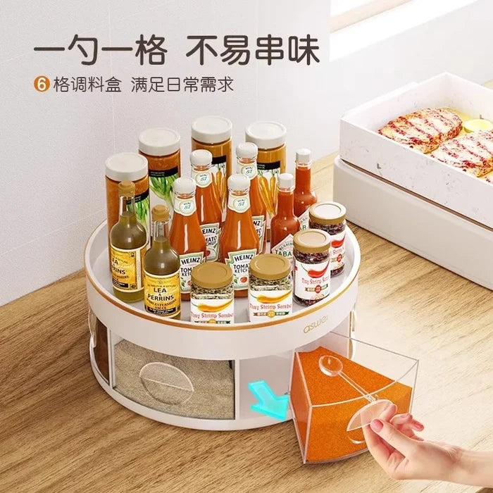 Kitchen Storage Rack, Storage Box, Rotating Seasoning Rack,