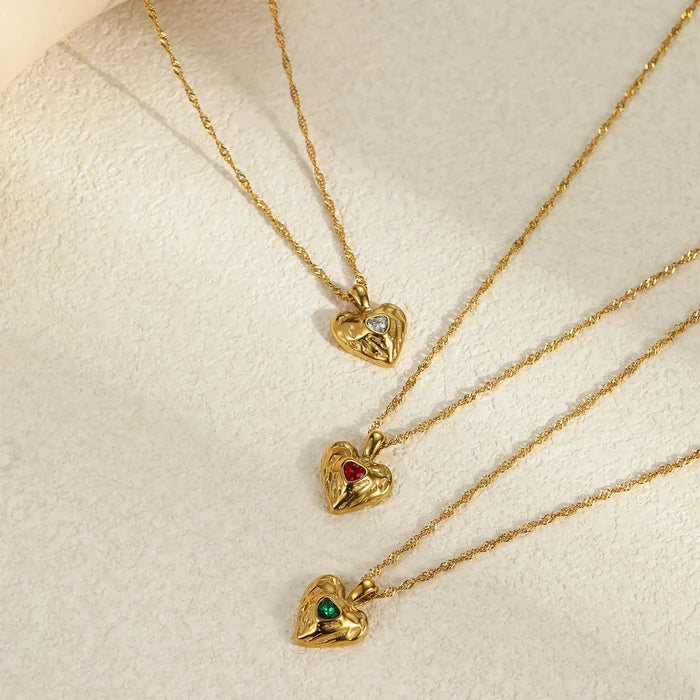 KITI Romantic 18K Gold Heart Necklace with Zirconia