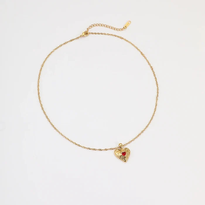 KITI Romantic 18K Gold Heart Necklace with Zirconia