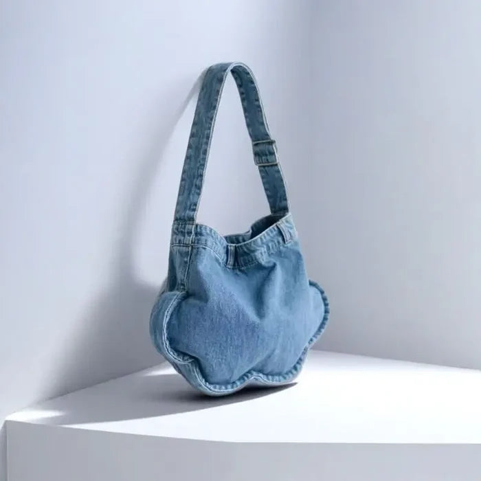Korean Cute Flower Shaped Washed Denim Mobile Phone Shoulder